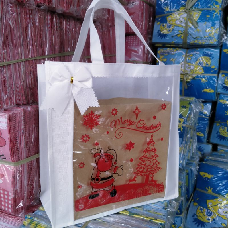 tas mika spunbond NATAL TEBAL 75 GSM Goodie bag souvenir bingkisan Christmas