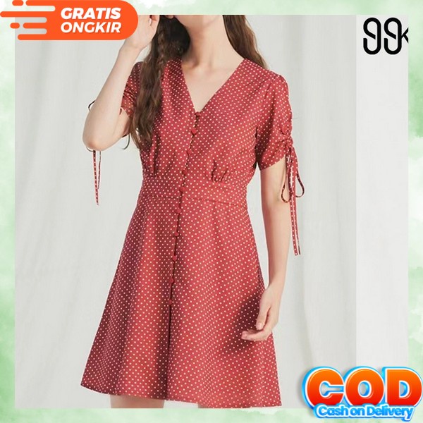 Dress Wanita Murah Cewek Party Dress Remaja Perempuan Polos Korean Style Kekinian Gaun Pesta Midi Dr