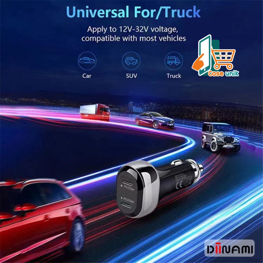 DIINAMI C18 Original Car Charger Mobil 45W super Fast Charging  Type C Saver Casan XiaoMi Samsung Vivo oppo  CS4999