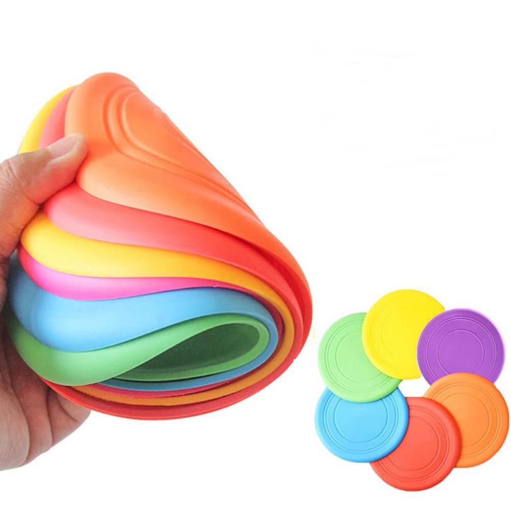 [Elegan] Dog Flying Disc Silicone Puppy Training Pan Makanan Anjing Interaktif