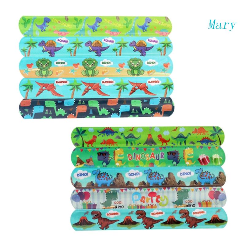 Mary 10pcs / Set Gelang Tangan PVC Motif Kartun Dinosaurus Untuk Anak Laki-Laki / Perempuan / Halloween