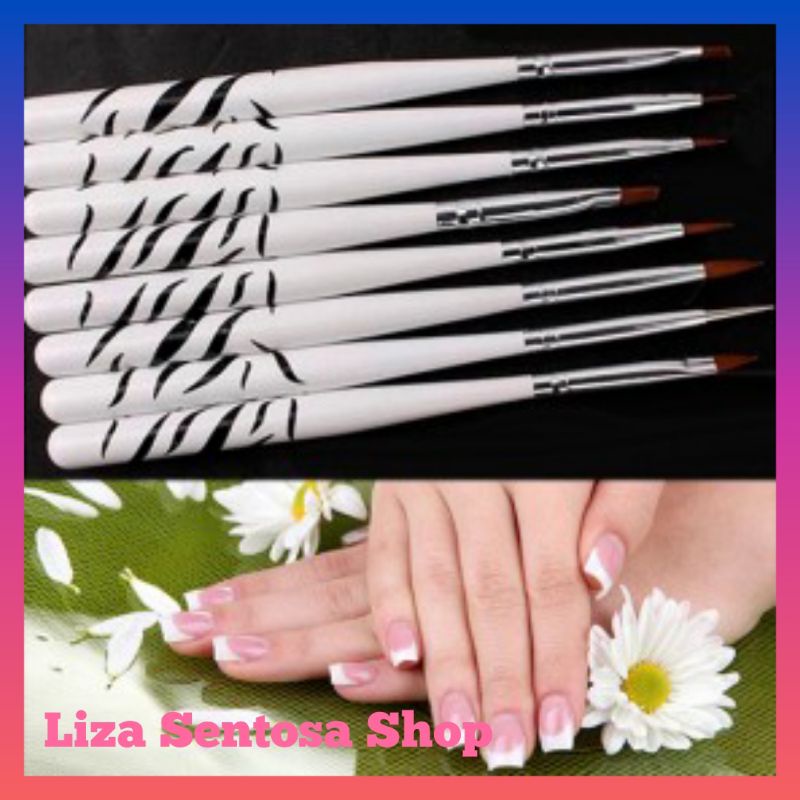 Kuas Kutek Kuku Nail Art 1 Set Lengkap 8PCS: Desain Elegan &amp; Mudah Digunakan