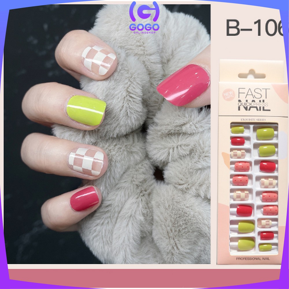 GOGO-K127 Kuku Palsu Nail Art Motif Wanita With Toolkit Perawatan Kuku / Fake Nail Art Sticker Hiasan Kuku Cewek Anti Air Korean Style