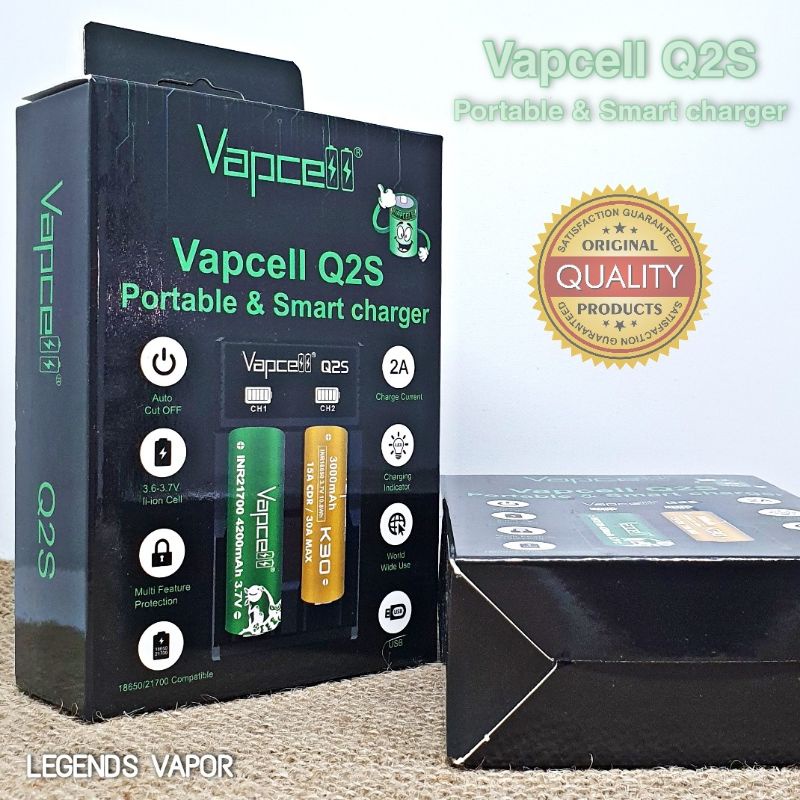 CHARGER BATERAI VAPCELL Q2S 2 SLOT AUTHENTIC