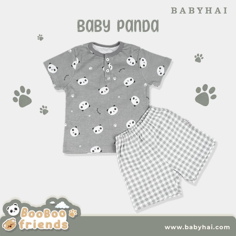 babyhai - setelan pendek baby hai 6-24 bulan motif Teddy,panda- babayhai pendek - setelan baby hai pendek terbaru untuk laki-laki dan perempuan