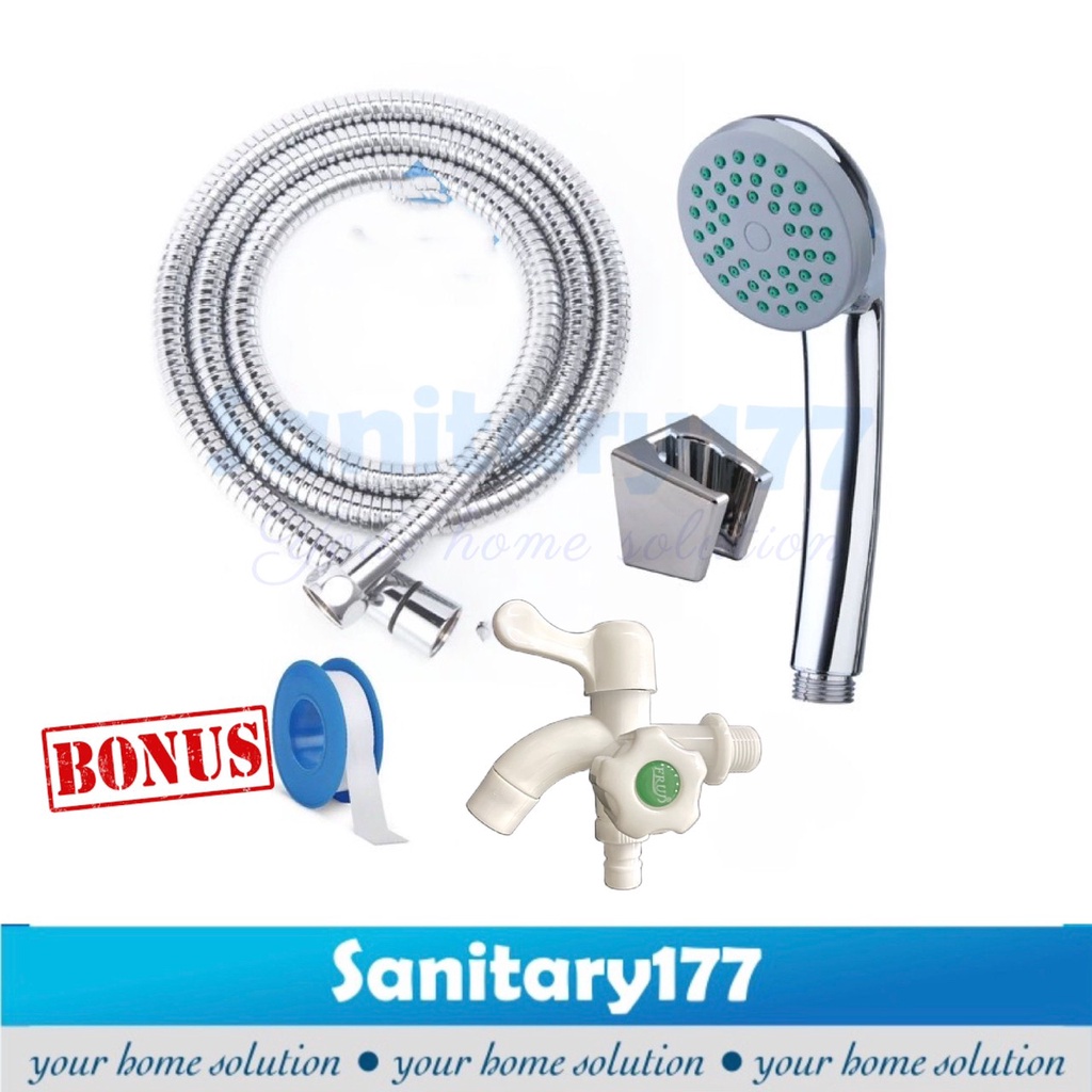 Termurahh Paket Handshower Murah 9903DB- Hand Shower Mandi Set Dan Kran double cabang complete set Minimalis Paket Mumer