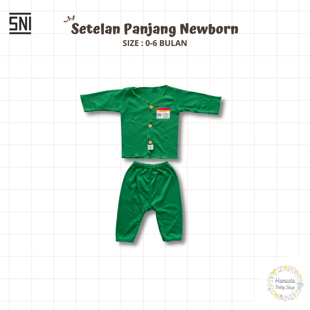 Baju Bayi Newborn Setelan Panjang Polos Baru Lahir Katun 0-6 Bulan