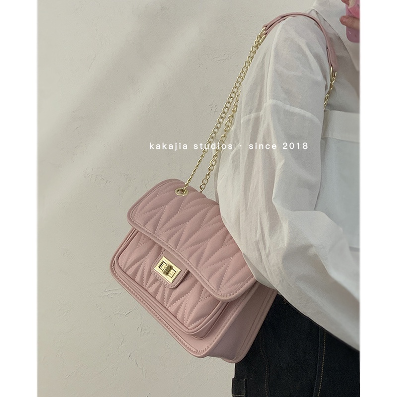 Suhao all-match tas berkapasitas besar wanita 2021 baru trendi fashion niche tas ketiak tekstur rantai berlian tas messenger