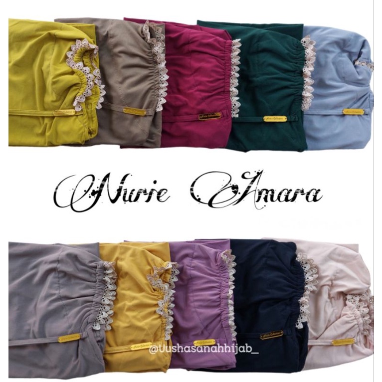 (Ori Nurie) AMARA •jilbab instan jersey ballerina•bergo instan non pet renda