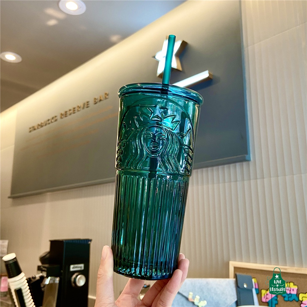 Starbucks Gelas Kaca Botol Minum Cup Tumbler Cup Reusable 600ML+ Sedotan