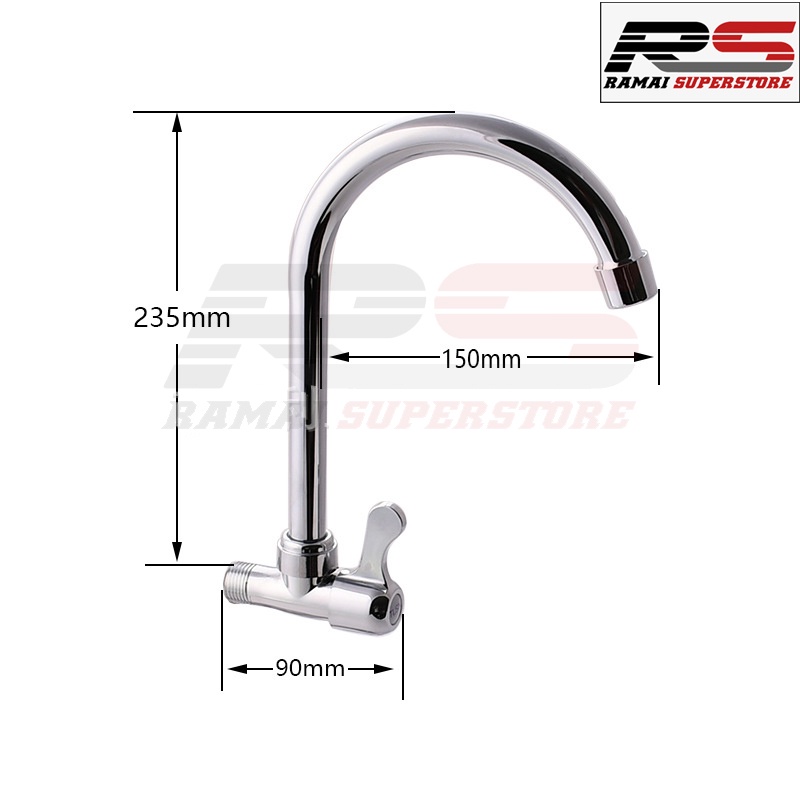 Keran Dapur Kran Cuci Piring Sink Stainless Tembok