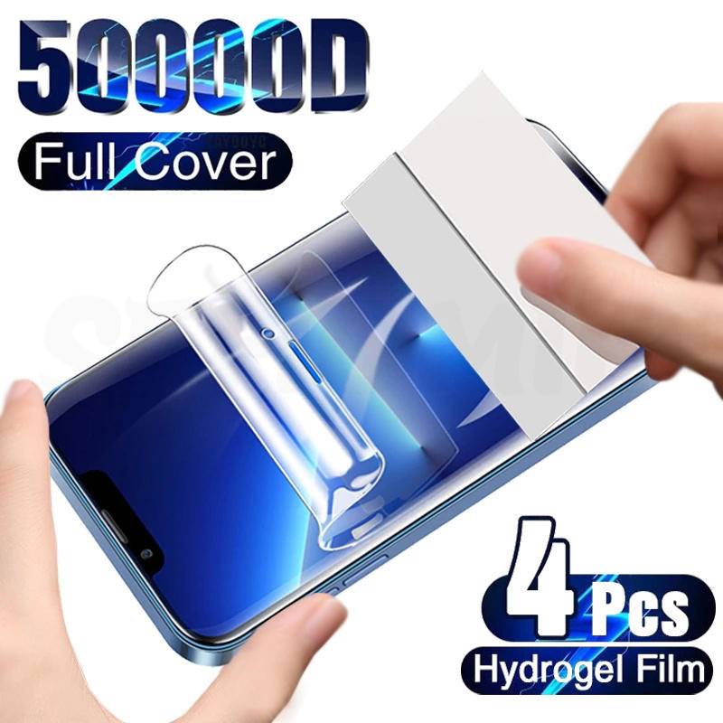 4pcs Film Hydrogel Pelindung Layar Untuk iPhone 6 6s 7 8 Plus SE X Xs XR Max 2020 2022 14 13 12 11 Pro Max