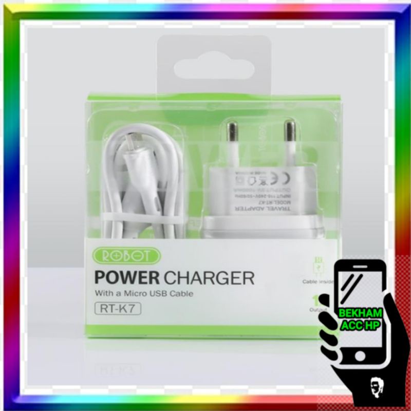 ROBOT CHARGER CESAN HP RTK 7 QUICK CHARGE 5V 1A micro usb FIRE PROOF