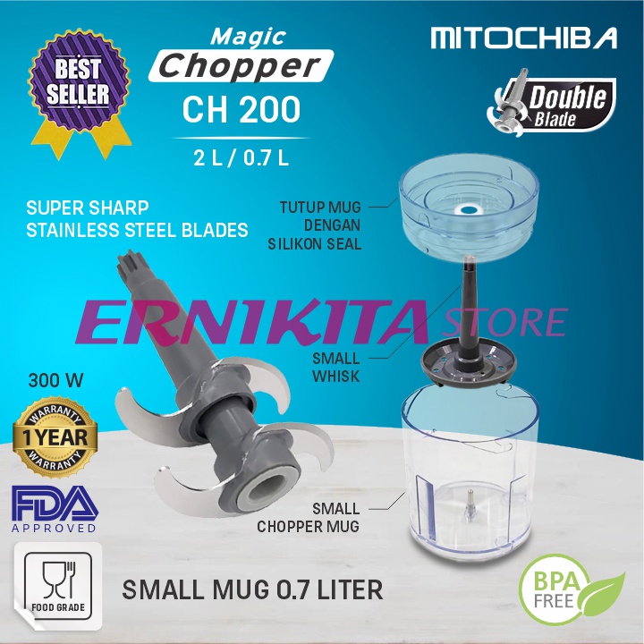 MITOCHIBA FOOD CHOPPER CH 200 - Blender Daging Bumbu Garansi Resmi