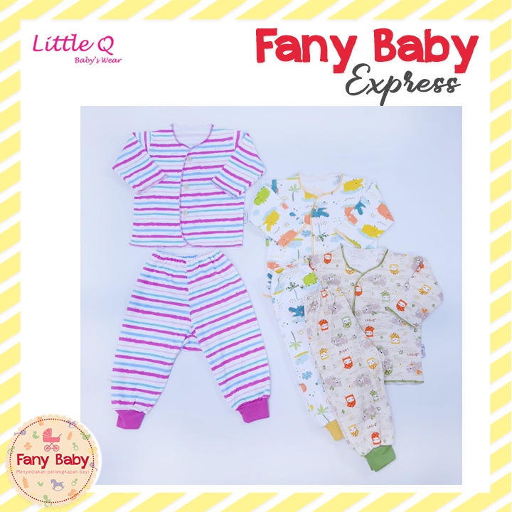 LITTLE QUEEN SETELAN BAJU PANJANG &amp; CELANA RIB PRINT NB RANDOM