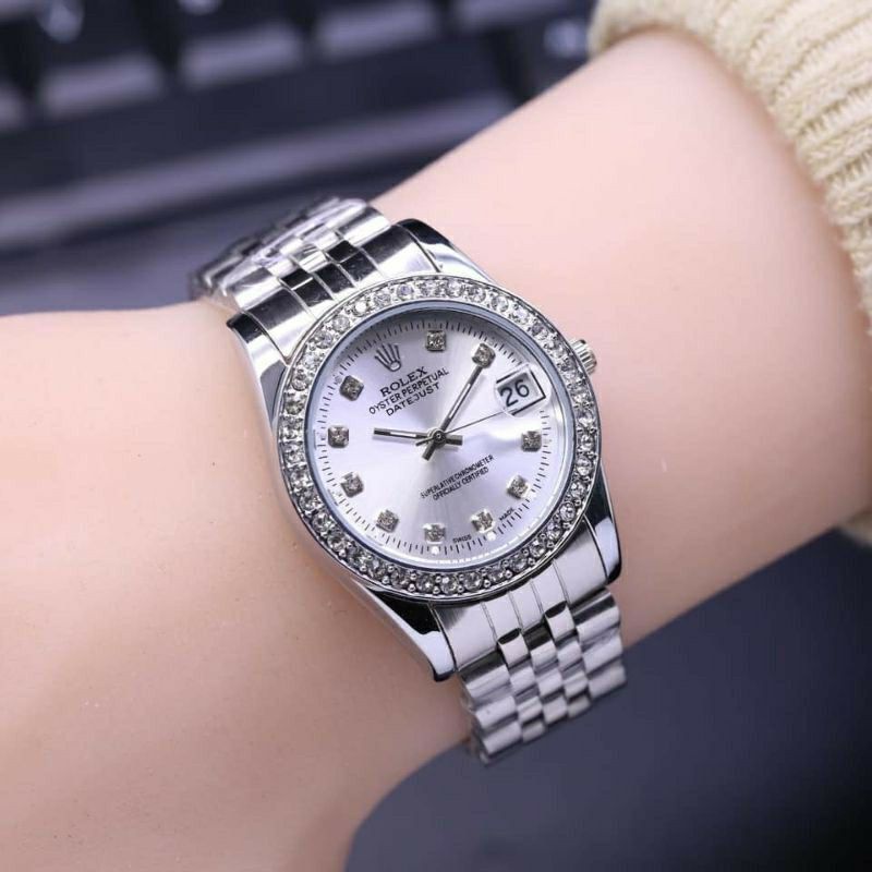 [BISA COD] JAM TANGAN ROLEX PERMATA - JAM TANGAN WANITA ROLEX ANTI AIR - TANGGAL AKTIF