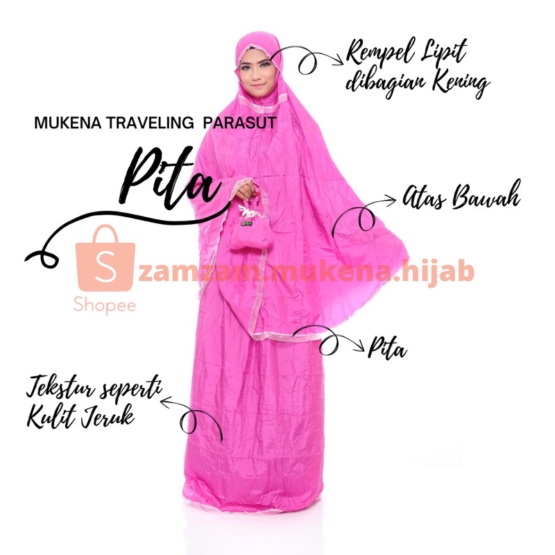 Zamzam Mukena Parasit | Parasut Pita Dewasa Untuk Travelling | Travel | Traveling