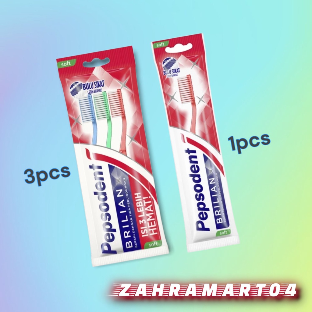 Pepsodent Sikat Gigi Brilian Lembut 3pcs