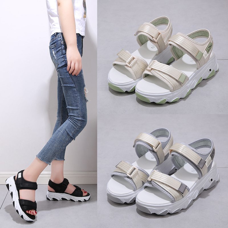 SW13 Sandal Tali Wanita Korean Fashion Sendal Wedges Sandal New Fashion Style Sandal Sol Tebal 4,5cm