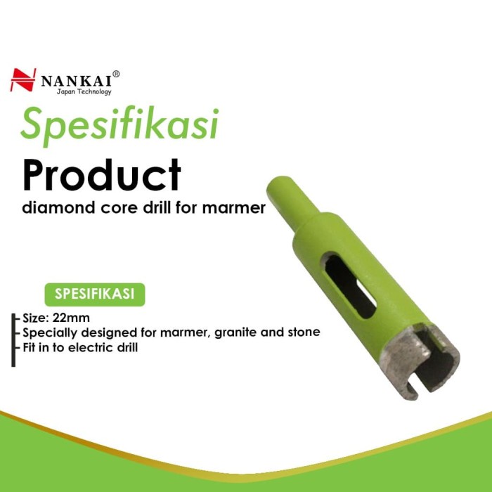 Nankai Diamond Core Drill 22Mm / Mata Bor Batu Marmer Granite