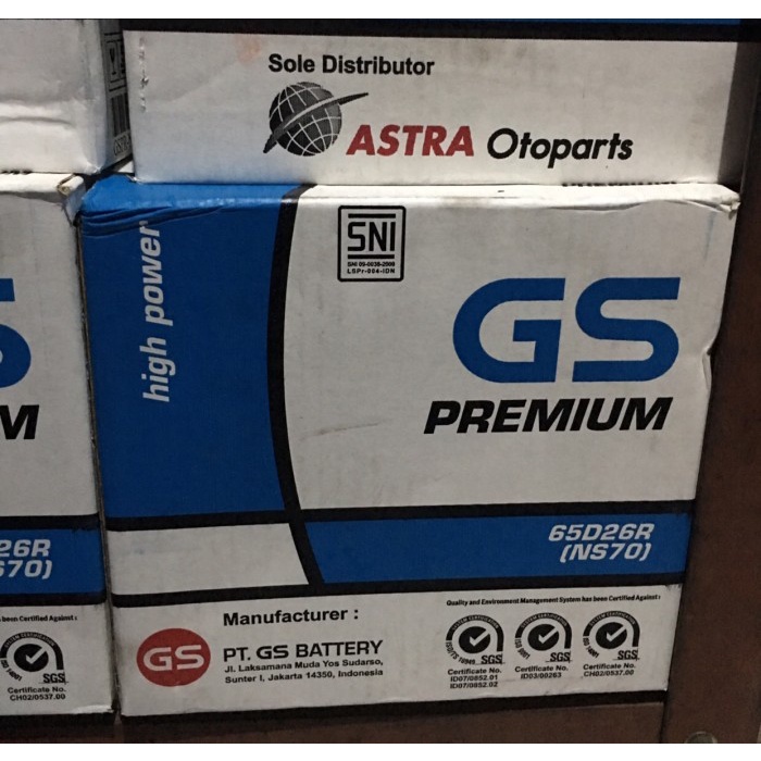 Jual AKI / ACCU BASAH GS PREMIUM NS70 / 65D26R + FREE ISI ( LANGSUNG