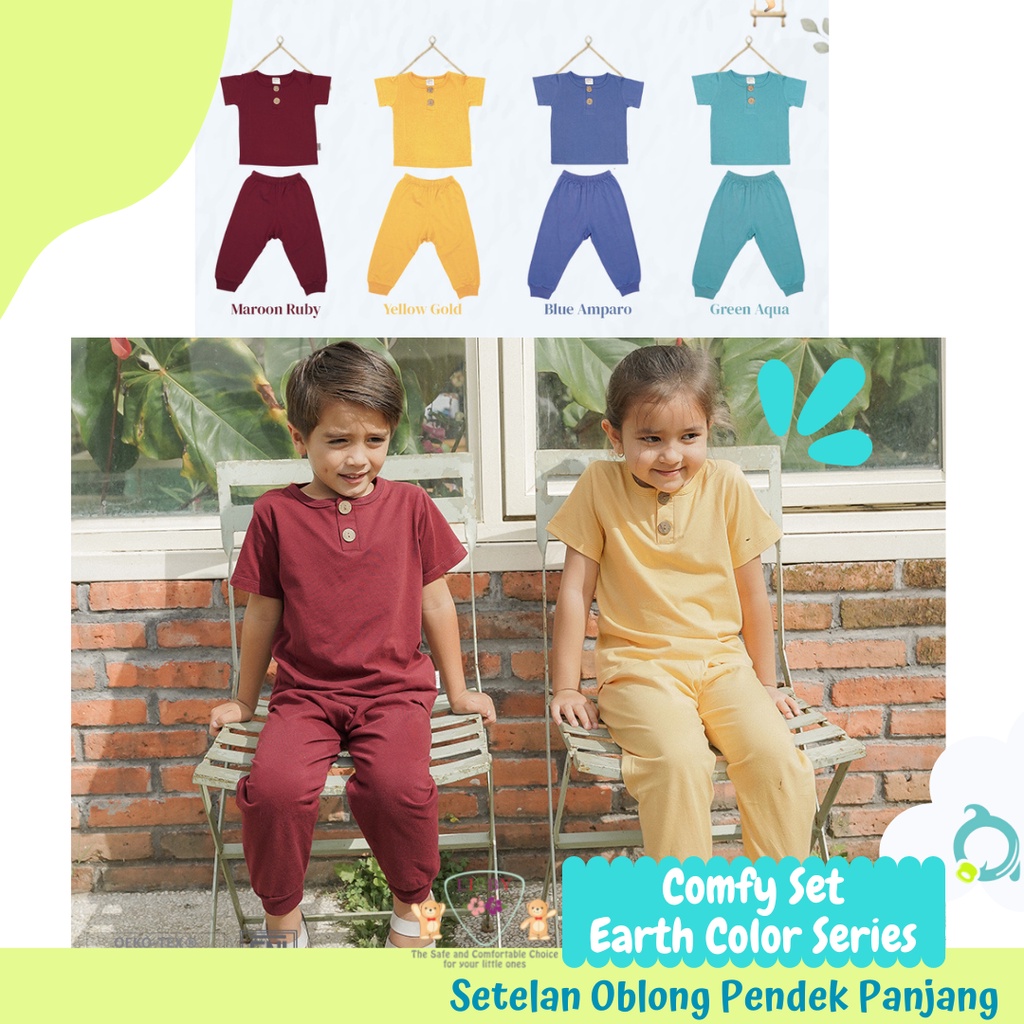 LIBBY Stelan Pendek Panjang Earth Color Size 9-12 Bulan | 1-2 Tahun (1 stel/pack)