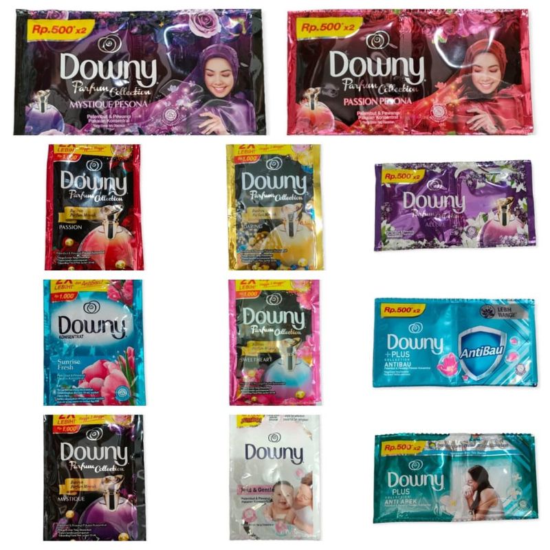 Downy Kemasan 500an /Pewangi Pakaian Cair Downy 10 ML x 12 Pcs / Downy Kemasan Renceng / Renteng 500