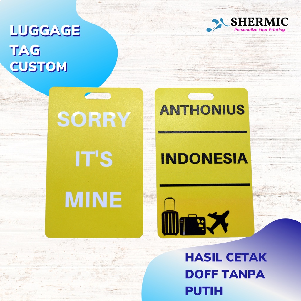 Cetak Custom Print UV Luggage Tag Name Tag Label ID Card Tas Koper Tag Bag Luggage Bag Travel PVC