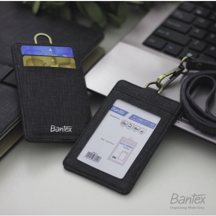 

YEN Bantex Leather Name Tag ID Card Holder 8869 Kulit Sintetis Lanyard Tali