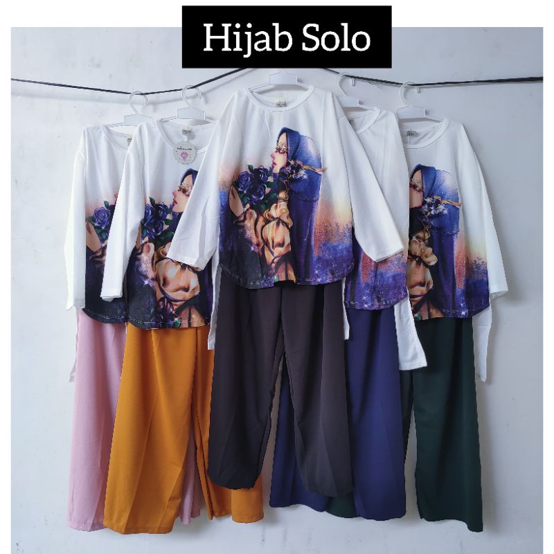 Setelan Oversize Wanita size S M anak tanggung remaja slebew motif hijab jilbab 8 9 10 11 12 13 14 15 tahun