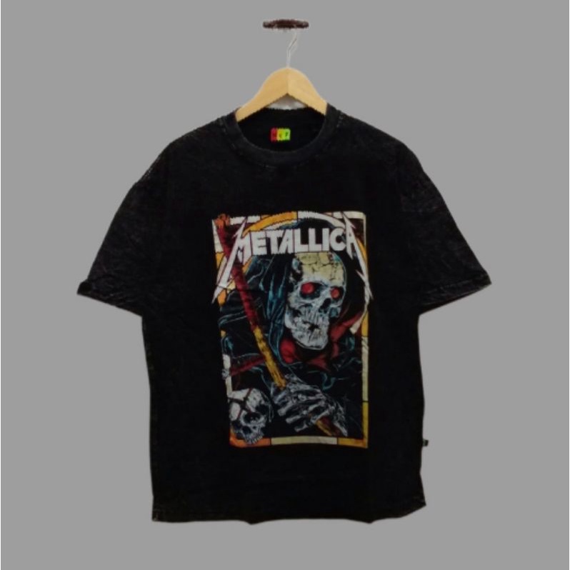 Kaos Baju Tie dye Metallica Vintage Oversize Tshirt Black