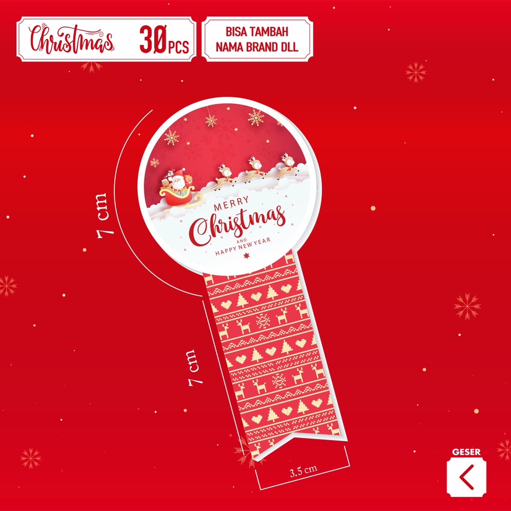 

stiker toples kue kering tema natal/christmas (isi 30 stiker) design lucu-lucu part1