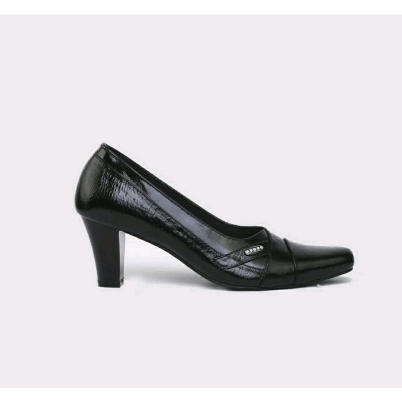 Sepatu Kulit Wanita Big Size 40-41-42-43-44-45 Pantofel OVERSIZE Hitam Kasual Formal Kantoran branded Black