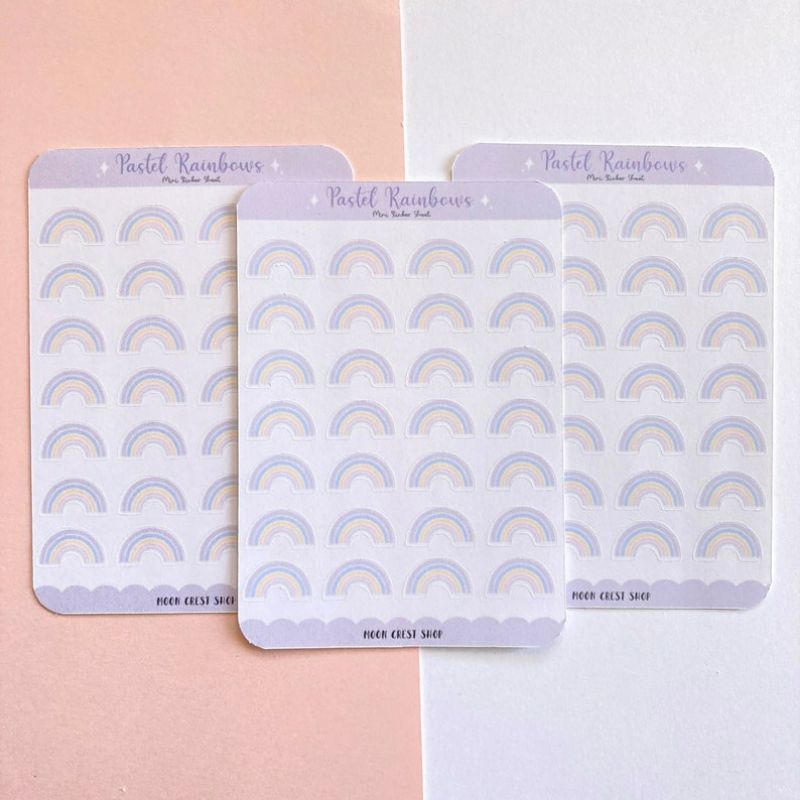 

Pastel Rainbows Mini Sticker Sheet | Cute Pastel Bullet Journal, Planner, Notebook, Scrapbook
