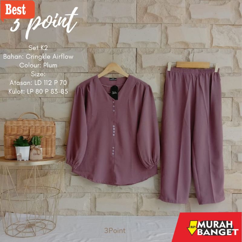 baju setelan wanita kekinian 2022 TERBARU ! Setelan Baju dan Celana K2 3 point