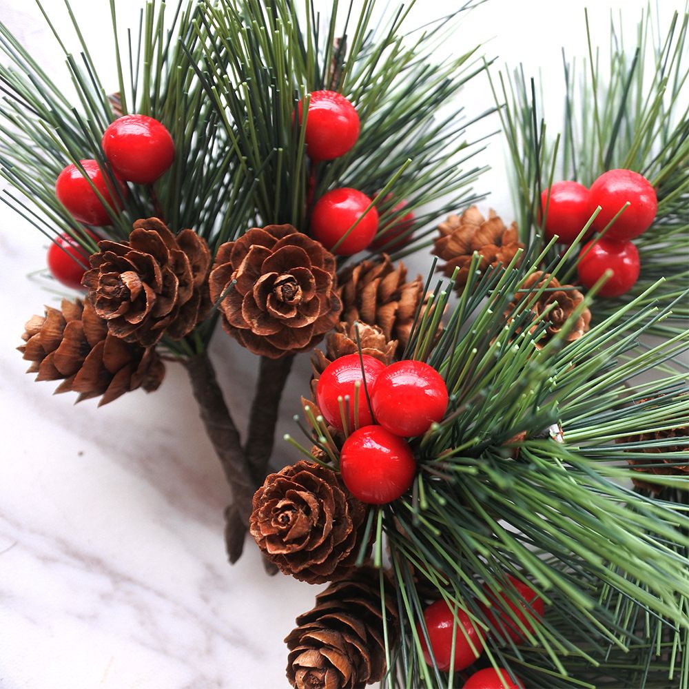 Christmas Ball Ball Pine Branch Natal  Ornamen Merry Christmas  Dekorasi Bunga Palsu Decoration Hisasan Natal Christmas Flower  Xmas