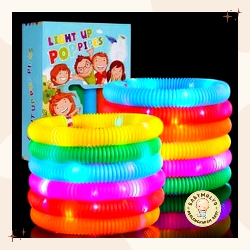 Mainan Viral Light Up Pop Pipes LED Mainan Anak Lampu Stick Pipa Fidget