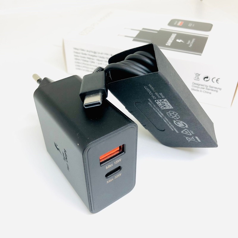Tc samsung galaxy s22 new 2port usb a + usb C pd charger 35w kabel type c original super fast charging Promo By Sen