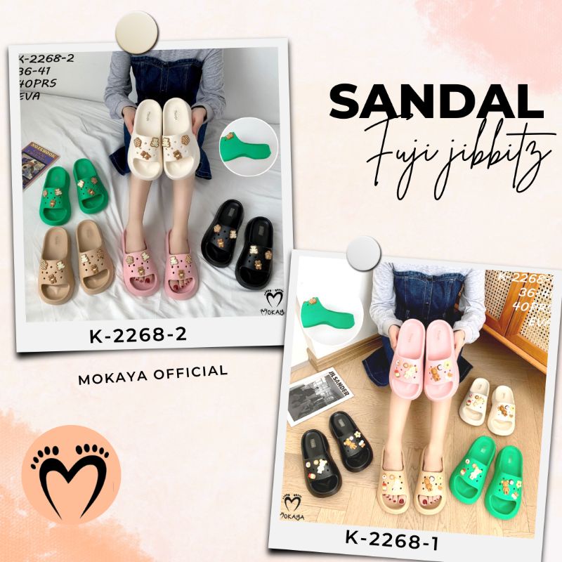 Sandal Wedges Fuji Jelly Jibbitz Wanita Platfrom Tebal Eva Super Cantik Trendy Kekinian Import Mokaya / Size 36-41 (K-2268 &amp; K-2268-2)