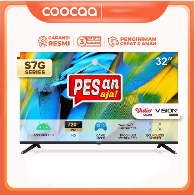 PESANaja COOCAA Smart LED TV 32 Inch - Digital TV - Android 11 - HDR 10 - WIFI 4/5G (Coocaa 32S7G)