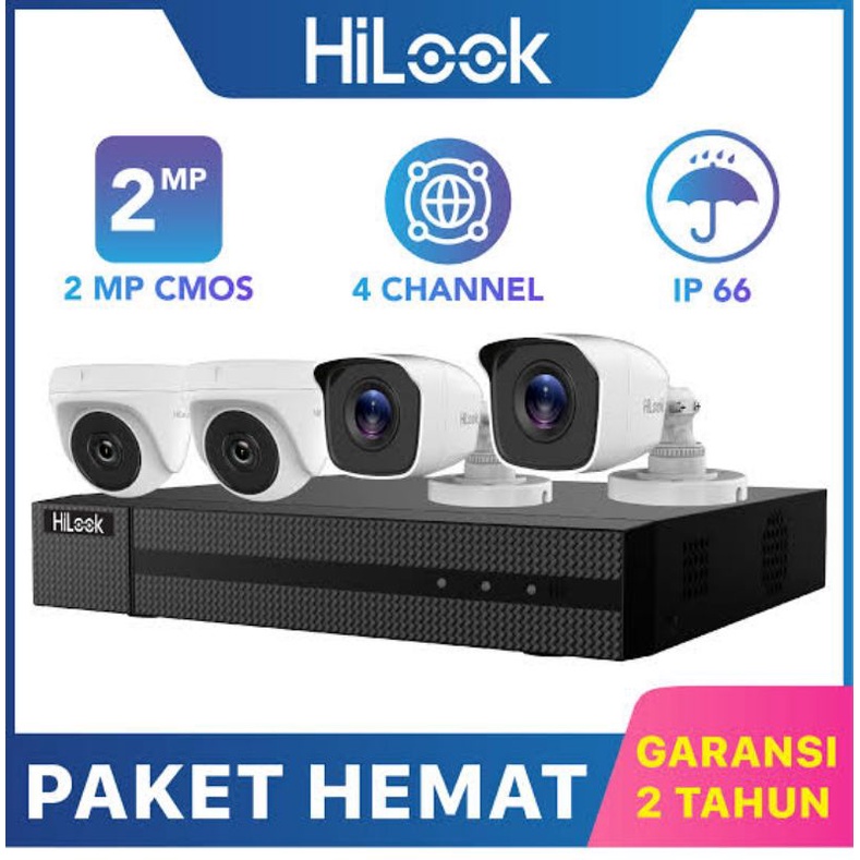 Paket Camera Cctv Hilook 4ch 2mp Audio Series Built in Mic Paket 4 Kamera indoor Outdoor 2 MP Komplit 4 Channel Hilok