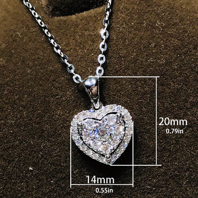 Fancyqube Kalung Liontin Hati Cubic Zirconia Warna Silver Untuk Wanita