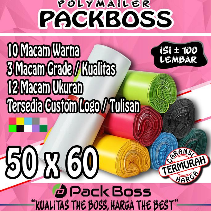 

POLYMAILER PACKBOSS 50x60 ISI 100 LEMBAR *KUALITAS TEBAL 60mc, HARG