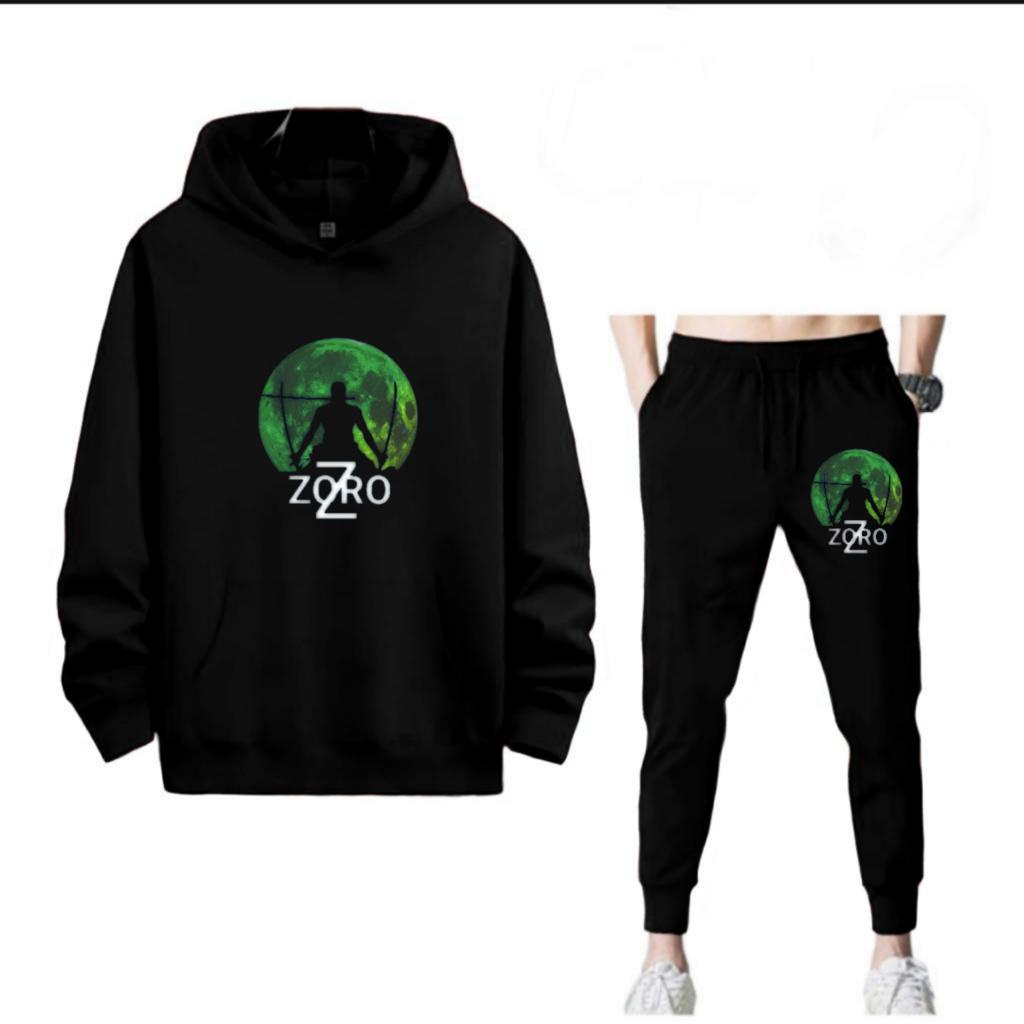 SETELAN ZORO HOODIE DAN CELANA PANJANG MURAH TERLARIS NYAMAN DIPAKAI