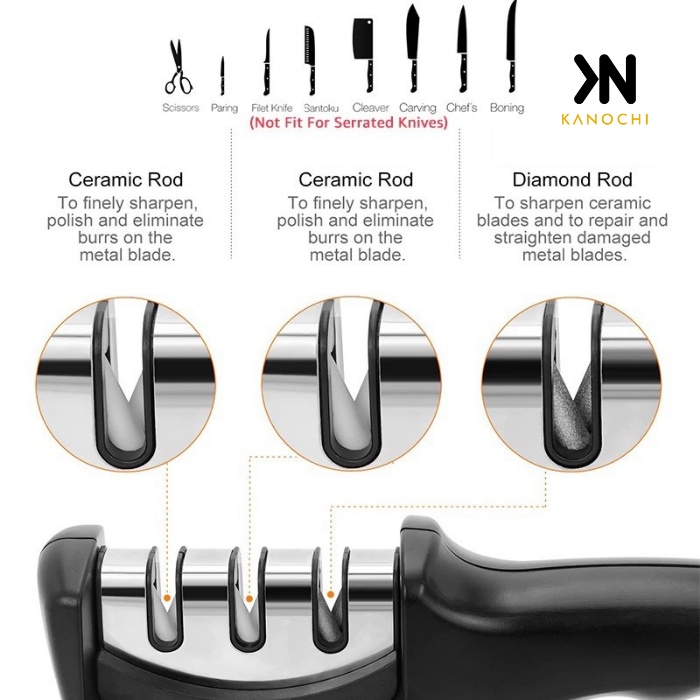 Asahan Pisau Manual 3 Step Knife Penajam pisau Gunting Praktis