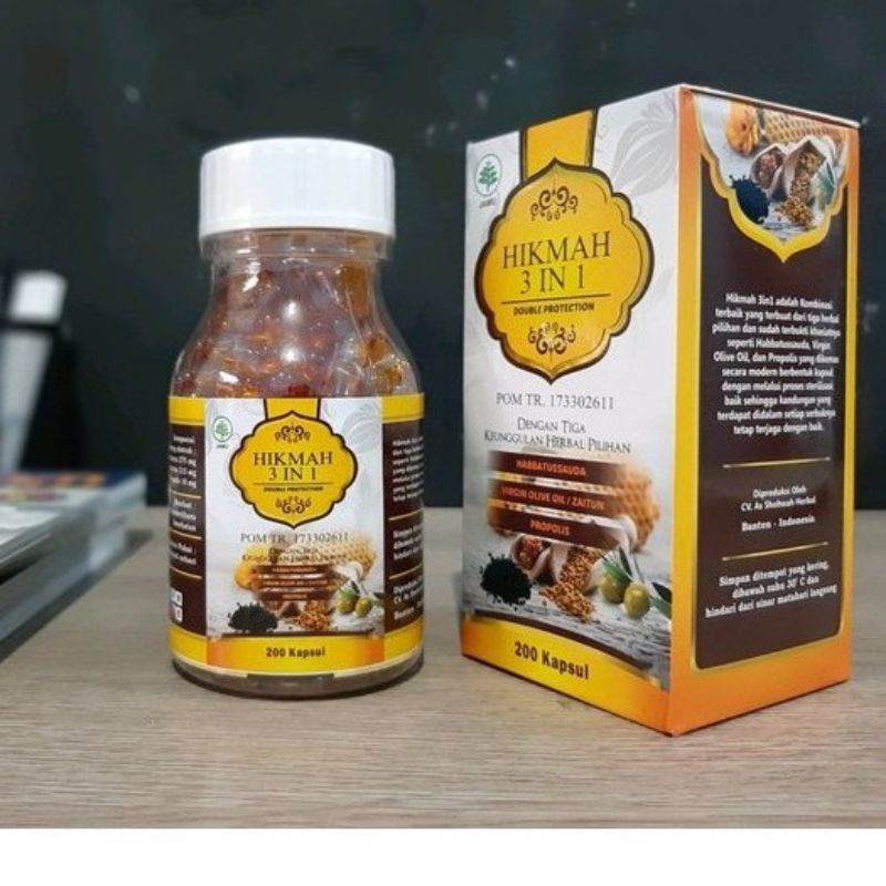 hikmah 3 in 1 (habbatussauda, virgin oil, propolis) meningkatkan kekebalan tubuh ready Makassar cod