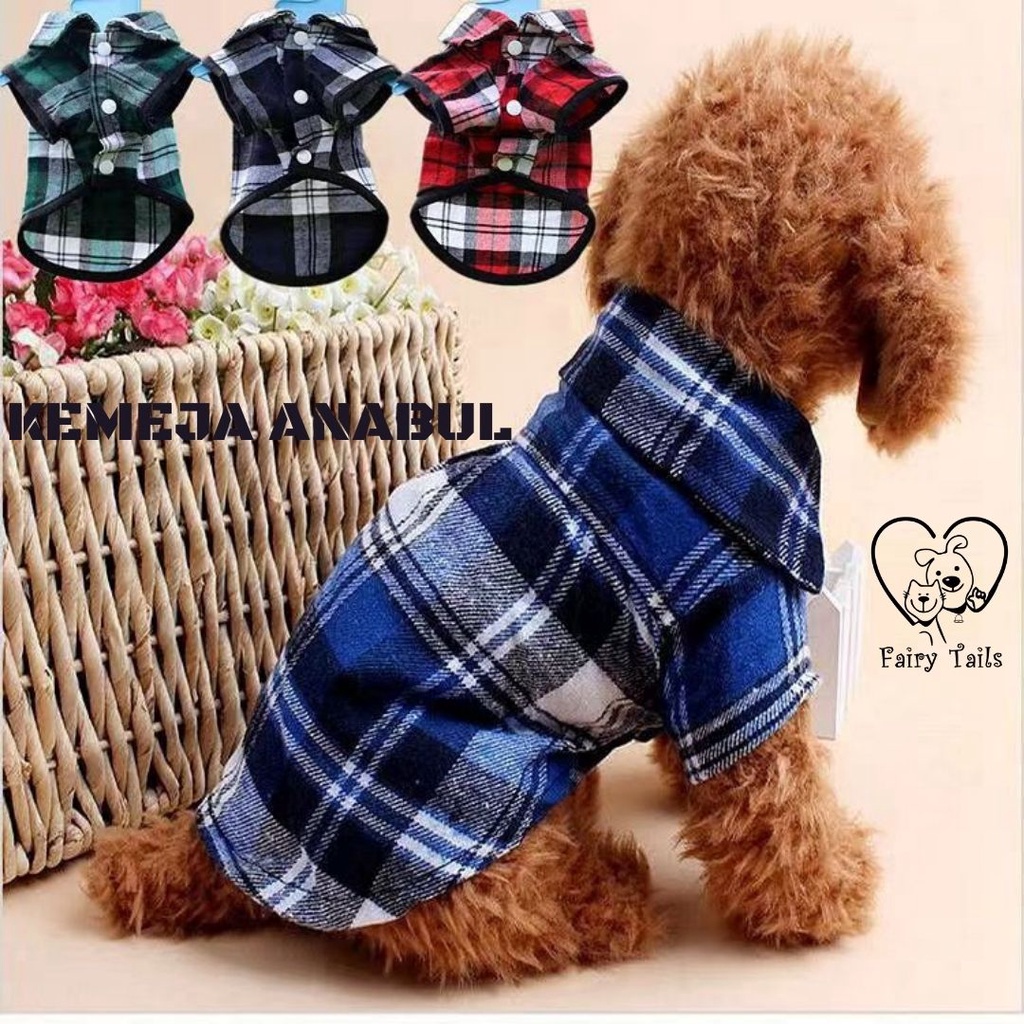 Baju Kemeja Untuk Anjing dan Kucing | Kostum Kaos Pakaian Anabul Motif Garis Beragam Warna | Pet Shirt Clothes