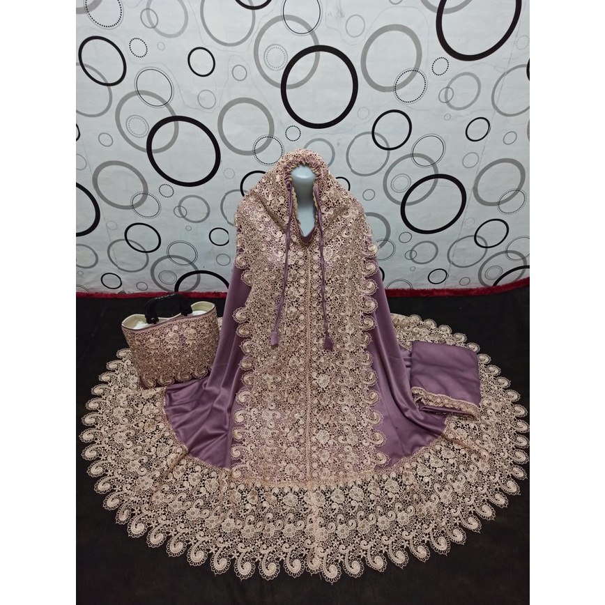 Mukena Sutra Prada Princess Brownis Swarovski Prada RENDA KEONG MUKENA HANTARAN JUMBO MUKENA SESERAH
