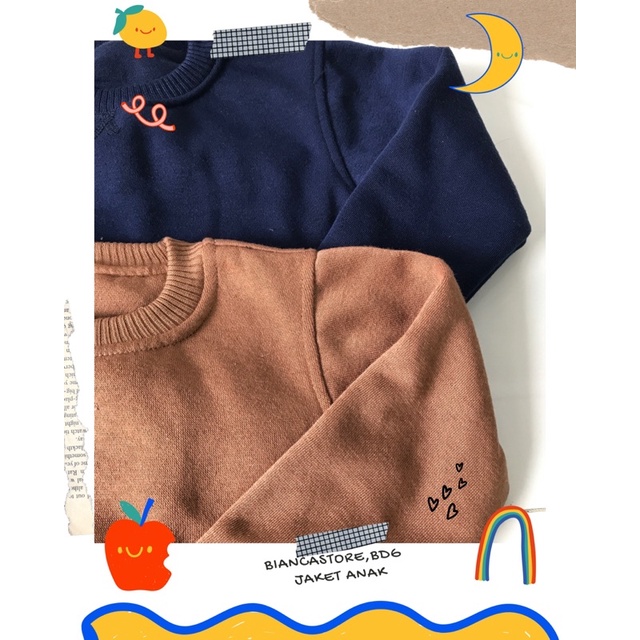 JAKET POLOS ANAK TEBAL UMUR 2-5 TAHUN / CREWNECK ANAK / SWEATER ANAK TEBAL