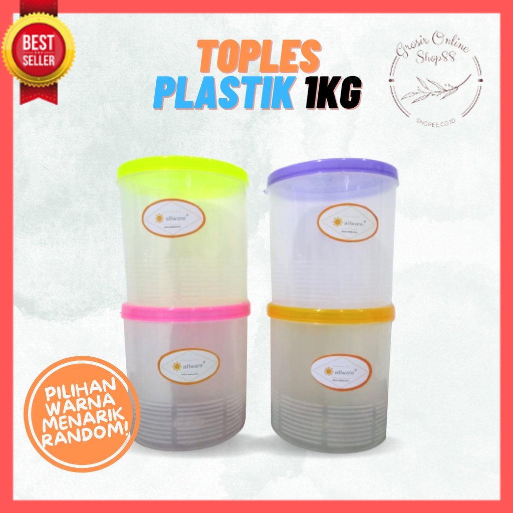 GOS -B313- Toples Plastik 1kg - Toples Kue Kering - Toples Penyimpanan Makanan - Toples Plastik